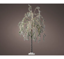 Baum mit hängenden Schneeflocken auf grünem/warmweißem Stamm, 70x150cm, 360 LEDs