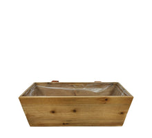 Hängepflanzgefäß aus Holz mit Kunststoff, 38x13x14cm, Natur