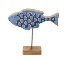 Fisch Mango Holz 18x5x18cm Blau