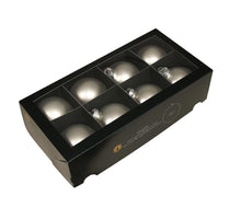 w/b. 8 glassballs/cap silver mat 80 mm