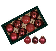 w/b. 8 glassballs/cap christmas red 80 mm