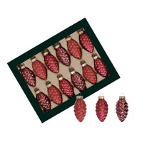 w/b. 12 glass cones/cap christmas red 60 mm