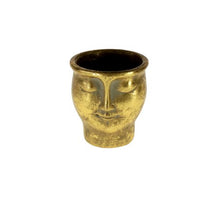 Topf Zement Gesicht Gold 13x12.5x14 cm