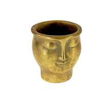 Topf Zement Gesicht Gold 15,5x15x16 cm