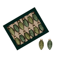 w/b. 12 glass cones/cap pine opal 60 mm