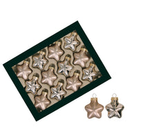 w/b. 12 glass stars/cap hazel 40 mm