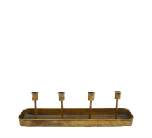 Kerzenhalter aus Metall, 48,5 x 12,5 x 13 cm, goldfarben, weiß gewaschen