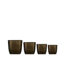 Pflanzgefäß Metall mit Kunststoff 37.5x19x36cm S/4 Braun/Weiß