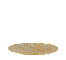 Tablett Metall Ø38x4cm Gold weiß gewaschen
