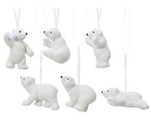 Ijsbeer plastic flock with glitter wit 6ass 2x8x6cm