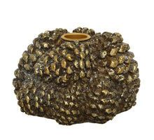 Kerzenständer Polyresin unregelmäßig gold gewaschener Kiefernzapfen - 13x13.5x8cm