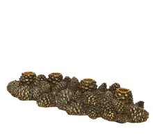 Kerzenständer Polyresin unregelmäßig gold gewaschener Kiefernzapfen - 40x13.5x7.5cm