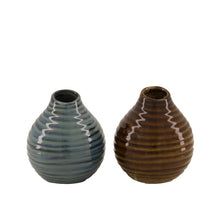 Vase Keramik Ø10x12cm Gemischt Blau/Braun