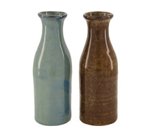 Kerzenhalter Keramik Ø9x9cm Gemischt Blau/Braun