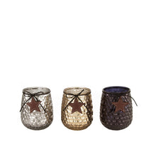 Teelichthalter Glas 8x9x13cm Grau/Braun