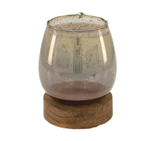 Teelichthalter Glas 10x12x15cm Grau/Braun