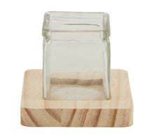 Tablett Kiefernholz mit Glas 8.5x8.5x7cm Natur