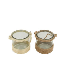 Kerzenhalter Glas Ø10x10cm 2 Natur/Weiß Mix