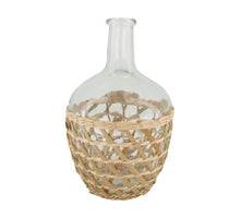 Flaschenglas mit Rattan Ø16x26cm Natur