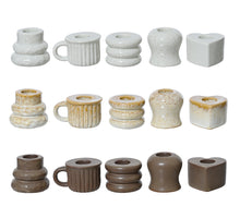 Porzellan-Kerzenhalter, 15er-Set, weiß/creme/braun, Ø 5 cm, H 5 cm