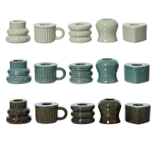 Porzellan-Kerzenhalter, 15er-Set, verschiedene Farben: Khaki/Türkis/Grün, D5 H5cm