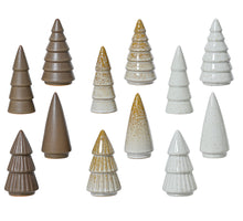 Baum aus Porzellan, 12er-Set, weiß/creme/braun, D5 H10cm