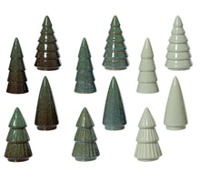 Baum aus Porzellan, 12er-Set, verschiedene Farben: Khaki/Türkis/Grün, D5 H10cm