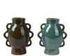 Porzellanvase, 2er-Set, 12x8x13,5cm, türkis/grün