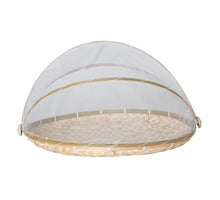 Speiseabdeckung Bambus D38 H25cm Natur/Weiß