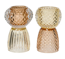 Teelichthalter Glas ''schwer'' 2 sortiert H13.5 D9cm