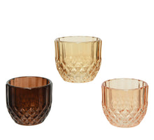 Teelichthalter Glas ''ripple and bubble'' 3 ass. D6 H5,2cm