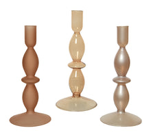 Kerzenleuchter Glas glänzend w Spray Farbe 3kl.sortiert dia9-H20.5cm