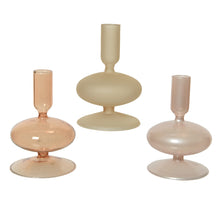 Kerzenständer Glas glänzend w Spray Farbe 3kl.sortiert dia8.5-H12cm