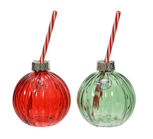 Getränkebehälter aus Glas, 2 Farben sortiert, rot/grün, D10 H10,5cm