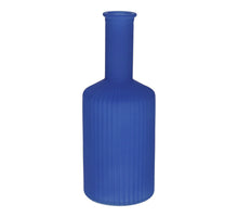 Glasvase Caro, Linien am Hals, D 3,7/8,2 x H 20,5 cm, Kobaltblau matt