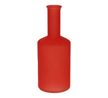 Glasvase Caro, Linien am Hals, D 3,7/8,2 x H 20,5 cm, kirschrot matt