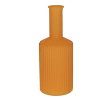 Glasvase Caro, Linienmuster am Hals, Ø 3,7/8,2 x H 20,5 cm, mattes Mango.