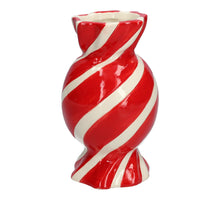 Vase Candy d6,5/8,5 x h15 rot/weiß gewirbelt
