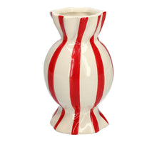 Vase Candy d9/11,5 x h20 rot/weiß