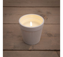 AUSSENKERZE IM TOPF 3D-FLAMME KUNSTSTOFF 11X11X11CM WEISS