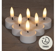 B.O.T. 6PCS 3D FLAMME LED TEELICHT WARM WEISS FLAMME EFFEKT MIT TIMER