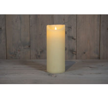 B.O.T. KERZENWACHS RUSTIKAL BEW. FLAMME 10X25CM ELFENBEIN 3XAAA/TIMER