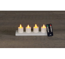 SET 4ST AUFLADBARE BEWEGLICHE FLAMMEN-TEELICHTER WEISS D3,8 H6CM