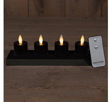 SET 4ST AUFLADBARE BEWEGLICHE FLAMMEN-TEELICHTER SCHWARZ D3,8 H6CM