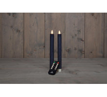 DINNERKERZE BO 2ST ANTIKBLAU RUSTIK WACHS 23CM BEWEGLICHE FLAMME MIT FERNBEDIENUNG 2X2AAA