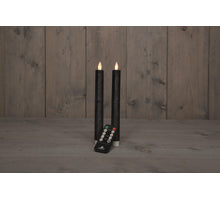 DINNERKERZE BO 2 STÜCK ANTHRAZIT RUSTIK WACHS 23CM BEWEGLICHE FLAMME MIT FERNBEDIENUNG 2X2AAA
