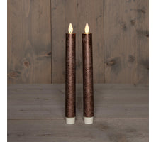 DINNERKERZE BO 2 STÜCK BRONZE RUSTIKAL WACHS 23CM BEWEGLICHE FLAMME MIT FERNBEDIENUNG 2X2AAA