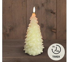 WEIHNACHTSBAUMKERZE B.O.T 3D DOCHT ELFENBEIN RUSTIKALES WACHS 9,5X20CM 2XAAA / TIMER