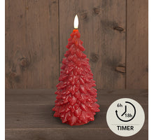 WEIHNACHTSBAUMKERZE B.O.T 3D DOCHT ROT RUSTIKAL WACHS 9,5X20CM 2XAAA / TIMER