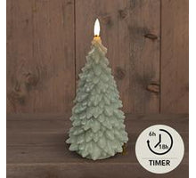 BOT 3D LONT TAUPE WEIHNACHTSBAUMKERZE RUSTIKAL WACHS 9,5X20CM 2AAA / TIMER